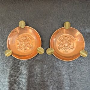 Vintage Copper Ashtray or Trinket Dish Set of 2 Crafted in Chile
